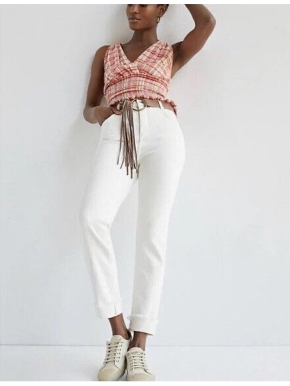 Anthropologie Pilcro Cream high rise cigarette Jeans